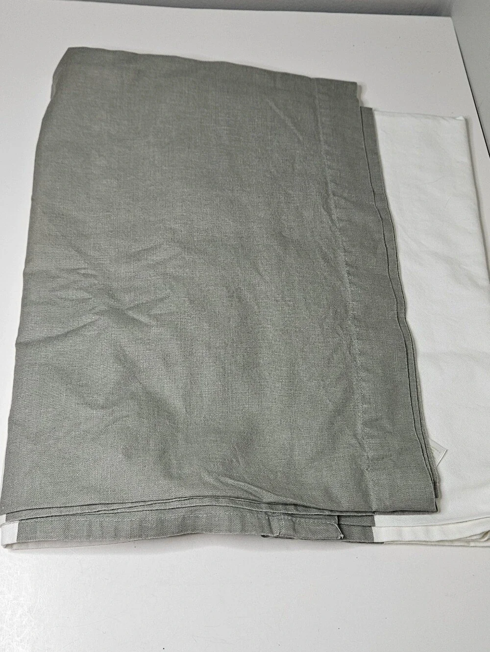 West Elm Shower Curtain Cotton Canvas Gray Ivory Stripe 72×74